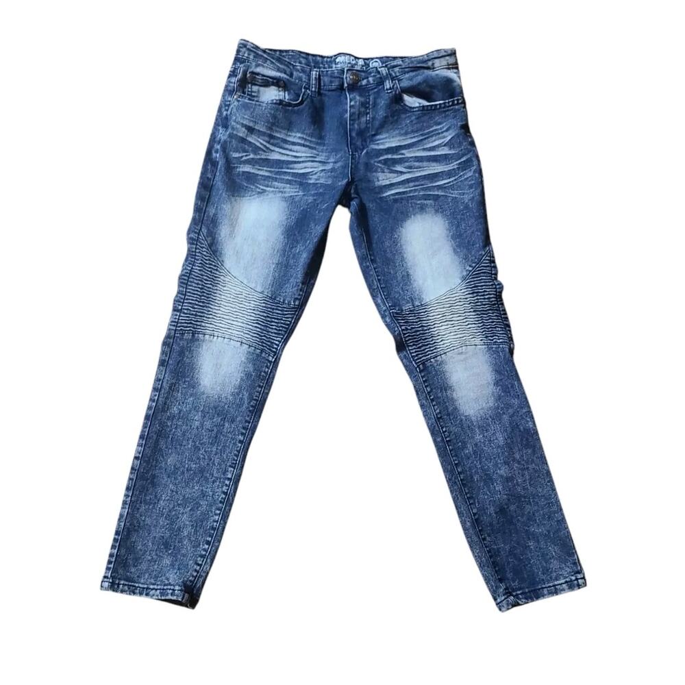 Youth Skinny Stretch Acid Wash Moto Jeans Mecca Since Day 1 Sz 16 - Picture 2 of 10